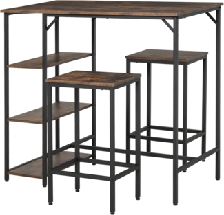 HOMCOM Bartisch Bartisch-Set mit 2 Barhockern