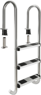 Arebos Poolleiter Edelstahl, inkl. Kunststoffbolzen, Flanschrohr und Montagematerial (Packung), 3 Stufig