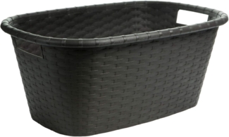 Centi Wäschewanne Ergonomischer Wäschekorb mit Griffen schwarz (1er-Set), Waschschüssel mit Griffen