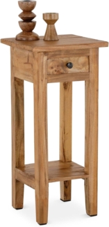 IDIMEX Nachttisch GERBIER, Schmaler Nachttisch aus Mahagoni Massivholz mit Schublade und Ablage