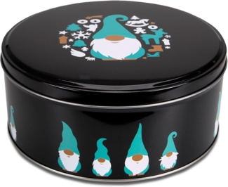 Städter Gebäckdose Wichtel Keksdose Schwarz Rund Weißblech Plätzchendose 22 cm