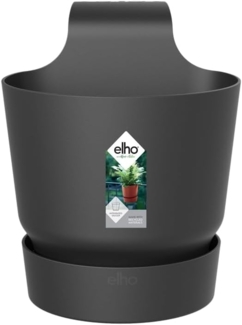 elho Greenville Easy Hanger 19.5 - Blumentopf für Balkon - 100% recyceltem Plastik - Ø 19.5 x H 23.7 cm - Schwarz/Living Schwarz