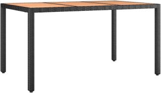 Gartentisch 75 x 90 x 150 cm mit Holzplatte Schwarz Poly Rattan & Akazienholz