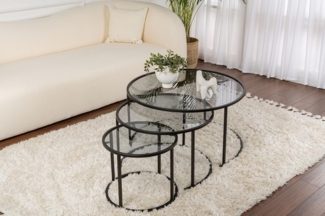 Skye Decor Couchtisch 100% TEMPERED GLASS und METAL, 80 cm - 60 cm - 42 cm, NRD1104 (Set, 3-St, 3er-Set), 80 cm - 60 cm - 42 cm