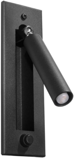 Wandleuchte, Schwarz, Stahl, Verstellbarer Spot, H 20 cm