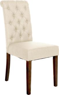 CLP Esszimmerstuhl Lisburn Mit Lehne im Chesterfield Design,creme Stoff