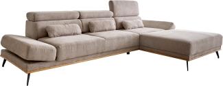 Ecksofa Evelio 320x200 Mikrofaser Taupe Ottomane rechts elektrische Sitztiefenverstellung