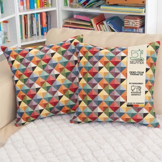 Selfitex Dekokissen mit buntem Muster im 2er Set, 30x50/40x40/50x50 inkl. Füllkissen, hochwertig gewebter Gobelin Kissenbezug mit weichem Füllkissen