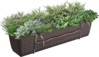 Prosperplast Blumenkasten mit Halterung in Rattan Optik 50 cm Farbe mokka Länge 50 cm