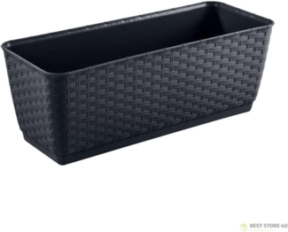Prosperplast Blumenkasten mit Halterung in Rattan Optik 50 cm Farbe mokka Länge 50 cm