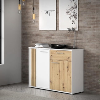 CARDIGAN Kommode, Weiß/Artisan Eiche, 2 Türen, 1 Schubkasten