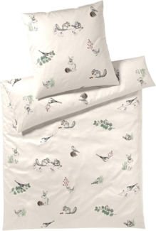 elegante Mako-Satin Bettwäsche Sketch offwhite|135x200 cm + 80x80 cm