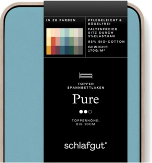 Schlafgut Spannbettlaken PURE TOPPER in Gr. 90x200, 140x200 oder 180x200 cm, Laken für Topper, Jersey-Elasthan, Gummizug: rundum, (1 Stück), aus 95% Bio-Baumwolle 5% Elasthan, für Matratzen bis 10 cm Höhe