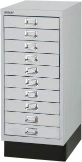 Bisley MultiDrawer™, 29er Serie mit Sockel, DIN A4, 10 Schubladen, Farbe silber