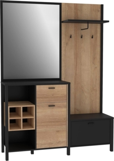 FORTE High Rock Kleiderpaneel, Holzwerkstoff, Schwarz/Braun, 144,5 x 200 x 40,2 cm