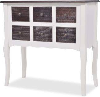vidaXL Konsolenschrank mit 6 Schubladen Braun und Weiß Holz 240402