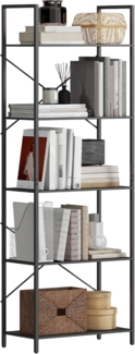 HOMCOM Bücherregal Industrielles Büroregal mit Metallrahmen, Standregal mit 5 Ebenen 1-tlg, für Wohnzimmer, Büro, Arbeitszimmer, 60 x 30 x 170,5 cm, Schwarz