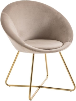 Vente-unique - Stuhl - Samt & goldfarbenes Metall - Beige - BURBAN