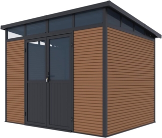 Weide Gartenhaus | Aluminium Gerätehaus mit Doppeltür | 278x218x226 cm | Wetterfest in Teak