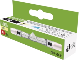EMOS Halogen-Röhre 80 W, Länge: 78 mm (7,8x0,8 cm), ECO Halogenstablampe, Warmweiß 3000 K, 1400 lumen, R7S-Sockel, J78 230V/80 W, 1 Stück