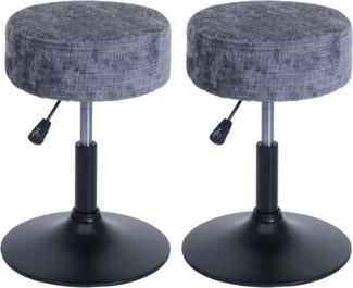 2er-Set Hocker HWC-C22, Sitzhocker, höhenverstellbar drehbar Ø 37cm Stoff Chenille (465g/m²) FSC® ~ dunkelgrau