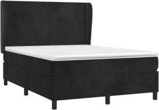 vidaXL Boxspringbett mit Matratze Schwarz 140x190 cm Samt 3129089