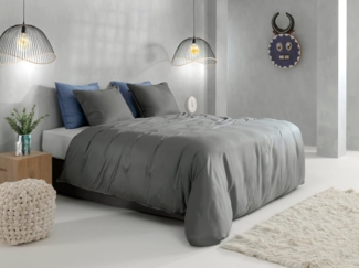Zo! Home Mako-Satin Bettwäsche 155x220 cm Satinado uni grau Classic Anthracite