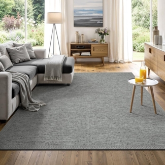 the carpet Calgary - robuster Teppich, Flachgewebe, modernes Design, ideal für Küche und Esszimmer, Vintage-Optik, Boho-Style, besonders flach, auch für den Außenbereich, Grau, 200x280 cm