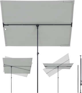 Sekey Sonnenschirm Rechteckig, 130x180 cm Sonnenschirm Balkon mit UPF50+ Sonnenschutz, ideal für Sonnenschutz und Privatsphäre auf Balkon und Terrasse Hellgrau