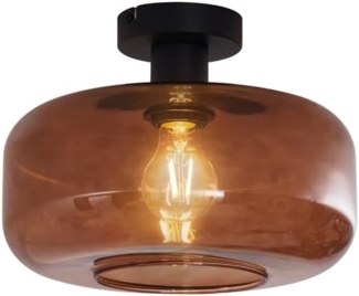 Qazqa Deckenleuchte Bizle, ohne Leuchtmittel, E27, Schwarz, Retro, Glas, 1-flammig