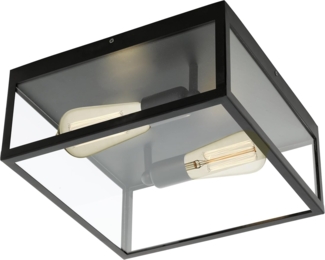 Eglo 49392 Deckenleuchte CHARTERHOUSE Stahl schwarz, Glas klar E27 max. 2X40W H:16cm L:36cm B:36cm dimmbar