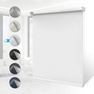 Homland Verdunklungsrollo Klemmfix ohne Bohren Thermorollo Seitenzugrollo Weiß 45x170 cm (BxH) Lichtblick Sichtschutz & Sonnenschutz, Wandmontage & Deckenmontag für Fenster und Tür