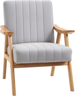 HOMCOM Relaxsessel Polsterstuhl mit Armlehnen in Samtoptik (Loungesessel, 1-St, Ohrensessel), Hellgrau 68 x 74 x 82 cm