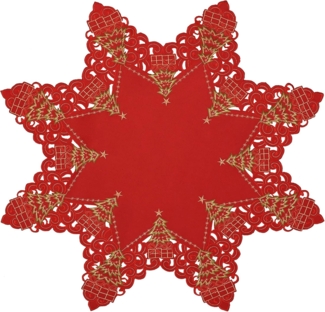 Grelucgo Tischdecke, Bestickt, Motiv Weihnachtsbaum, Achteck, 86 cm