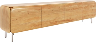 Lowboard Shavani 220 cm Akazie Natur 4 Türen Fuß Oval Edelstahl