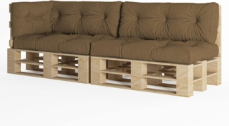 chilly pilley Palettenauflage Schaumflocken palettenkissen Palettenpolster Palettenmöbel Palettensofa Rückenlehne Sitzkissen Seitenkissen Set (5er Set Braun)