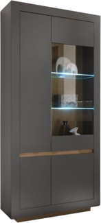 Vitrine Rooky in anthrazit und Eiche Wotan 96 x 206 cm