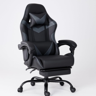 DUMOS Bürostuhl Ergonomisch Schreibtischstuhl mit Lendenwirbelstütze(Schwarz), Verstellbaren Armlehnen Drehstuhl, Höhenverstellbarer Office Chair