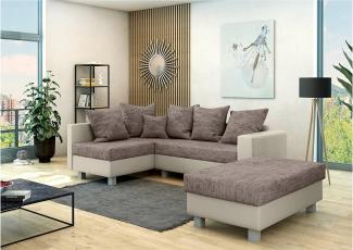 Stylefy Priamo Ecksofa Strukturstoff BERLIN Kunstleder MADRYT Hellbraun Beige Links