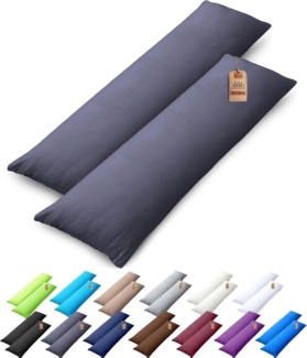 NatureMark 2er Pack Jersey Kissenbezug Kissenhülle Kissenbezüge Seitenschläferkissen Nackenkissen viele Größen und Farben ÖKO-TEX (40x145 cm (Seitenschläfer/Stillkissenbezug), Anthrazit grau)