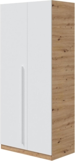 Dmora - Kleiderschrank 2 Türen Abilene, Schlafzimmerschrank, Schrank mit 3 Regalen und Kleiderstange, 90x52h200 cm, Asteiche und Weiß