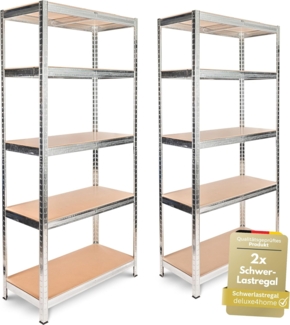 deluxe4home Schwerlastregal 2er Set Kellerregal verzinkt I 40x90x180 cm I Lagerregal bis 875kg