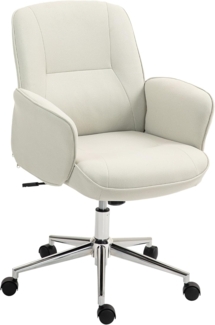 Vinsetto Bürostuhl mit Wippfunktion Schreibtischstuhl höhenverstellbarer Drehstuhl (Arbeitsstuhl, 1 St), Belastbar bis 120 kg Mikrofaser Cremeweiß 67 x 69 x 92-102 cm