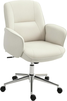 Vinsetto Bürostuhl mit Wippfunktion Schreibtischstuhl höhenverstellbarer Drehstuhl (Arbeitsstuhl, 1 St), Belastbar bis 120 kg Mikrofaser Cremeweiß 67 x 69 x 92-102 cm