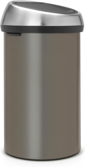 Brabantia Touch Bin, Mülleimer, Abfalleimer, Papierkorb, Deckel, Platinum, 60 L, 402463