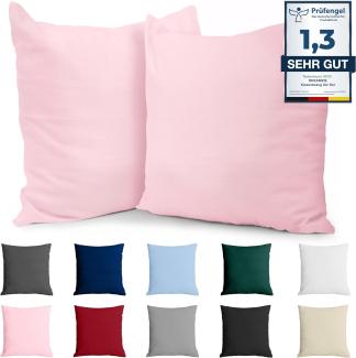 Kissenbezug 60x60 Baumwolle Renforcé (2er-Set) - Rosa - Dicht gewebt mit 57 Fäden/cm² - Kissenhülle 60x60 cm - Oeko Tex Zertifiziert - Dreamzie