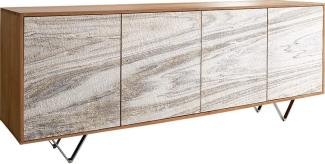 Sideboard Kleo 175 cm Akazie Natur 4 Türen V-Fuß Edelstahl