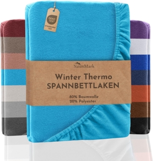 NatureMark Spannbettlaken Winter Thermo Fleece Spannbetttuch, 80% Baumwolle und 20% Polyester, Gummizug: rundum, (1 Stück), 140x200 cm bis 160x200 cm - Türkis