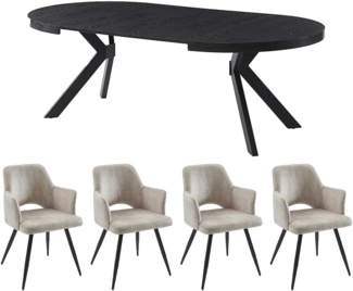 Vente-unique - Set Tisch KOMONI + 4 Stühle KADIJA - Schwarz & Beige