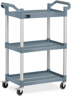 Royal Catering RC-PSTG3800 Servierwagen Teewagen Küchenwagen Gastro 3 Borde 4 Räder bis 90 kg 63x40 cm 90 grau